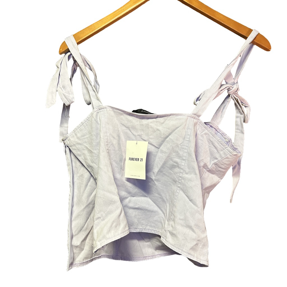 Forever 21 Corset Top - Women's L - Dusty Lavender Tie Shoulder - Picture 3 of 10